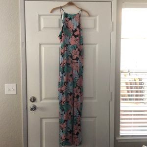 Tropical pattern pants romper